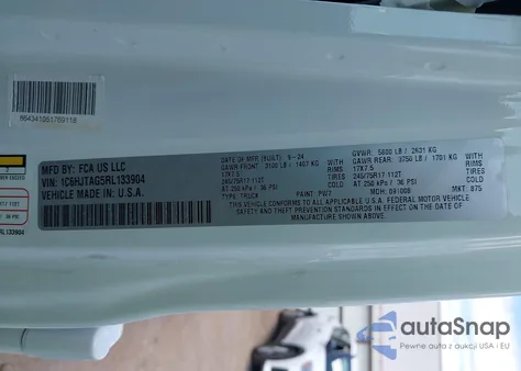 2024 Jeep Gladiator Sport z USA, uszkodzony, nr VIN 1C6HJTAG5RL133904